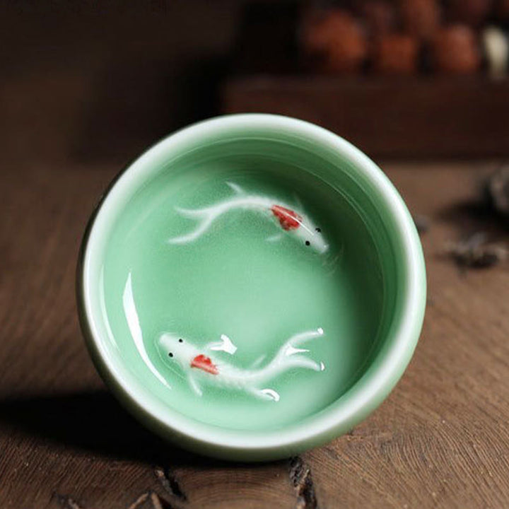 Buddha Stones Kolorowe Ryby Koi Ceramiczny Filiżanka Kung Fu Filiżanka Miska - image 19