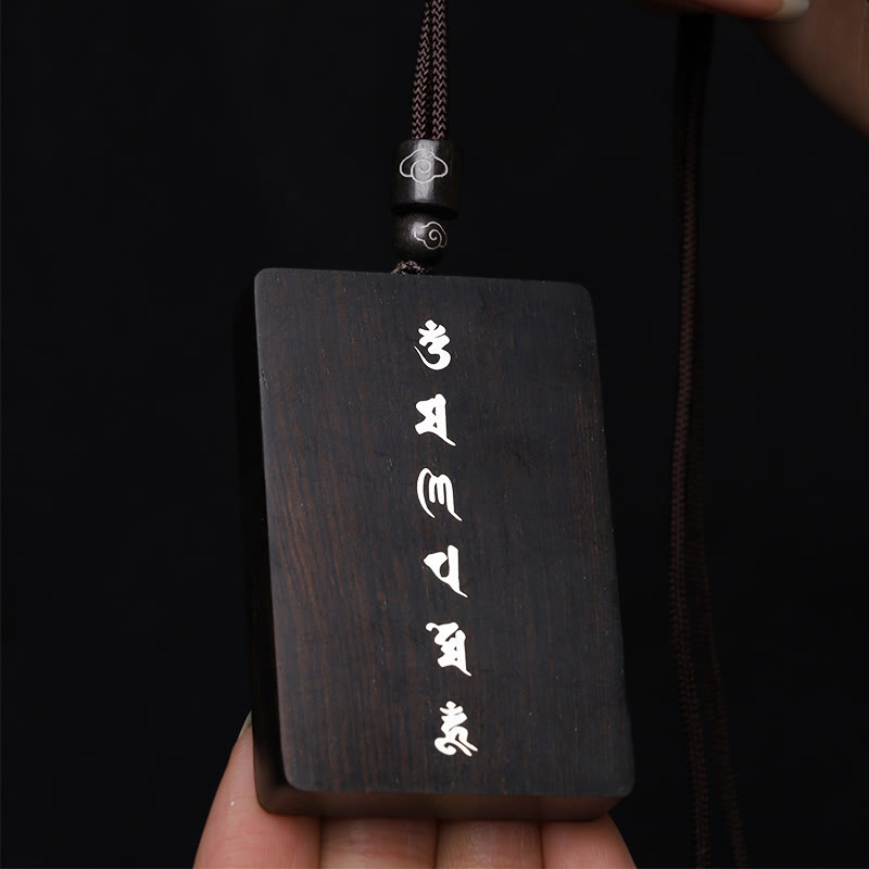 Buddha Stones 999 Srebro Sterlingowe Mały Liść Czerwony Sandałowiec Drewno Hebanowe Om Mani Padme Hum Intarsjowany Naszyjnik Ochronny Wisiorek - image 18