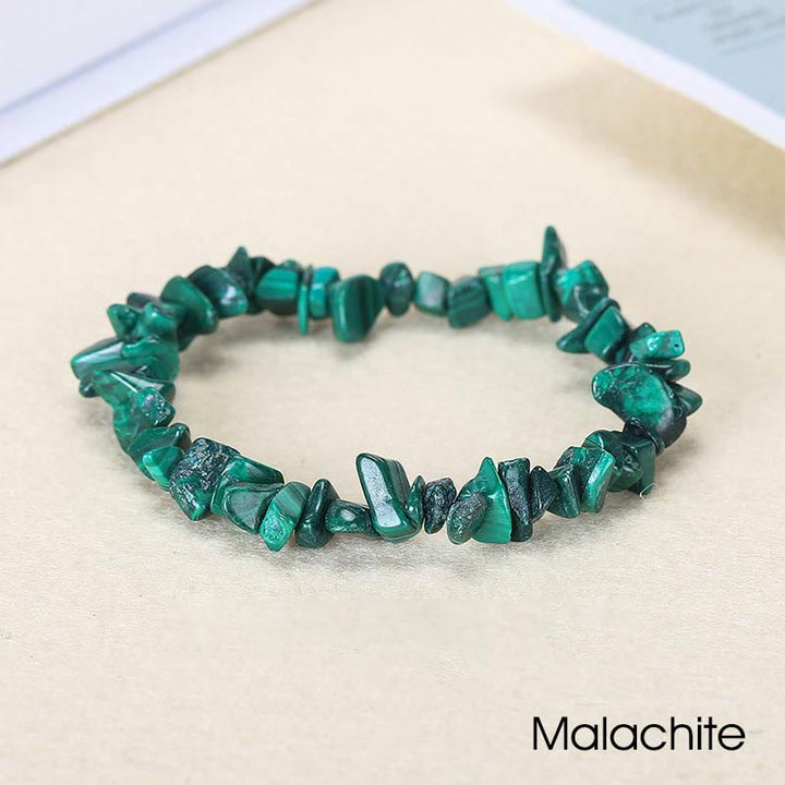 Naturalna nieregularna bransoletka z kryształków o ciepłym i kojącym kształcie - Malachit (obwód nadgarstka: 15-18 cm) - image 44