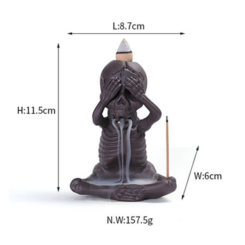 Buddha Stones Mała Czaszka Duch Fioletowa Glina Fontanna Dymna Zwrotna Pokój Kadzidło Palnik Dekoracja