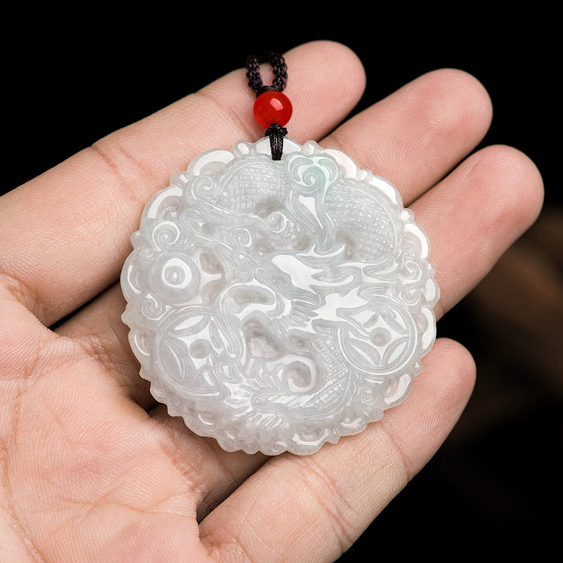 Naszyjnik z Buddha Stones z białego jadeitu, ochrona smoka, wisior sznurkowy - image 4