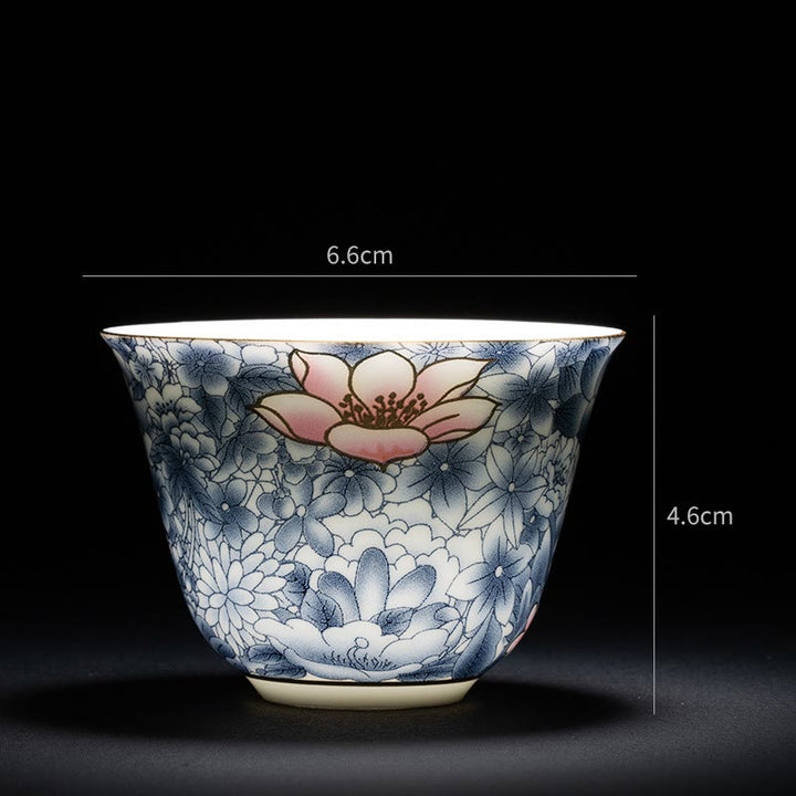 Buddha Stones Kolorowe Kwiaty Orchidea Fale Morskie Niebiesko-Biała Porcelana Ceramiczna Filiżanka Do Herbaty Kung Fu