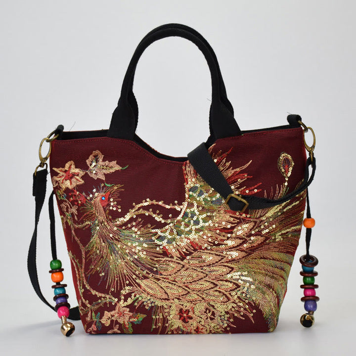 Buddha Stones Paw Dwustronna Haftowana Torba Tote Torba na Ramię Torba Crossbody