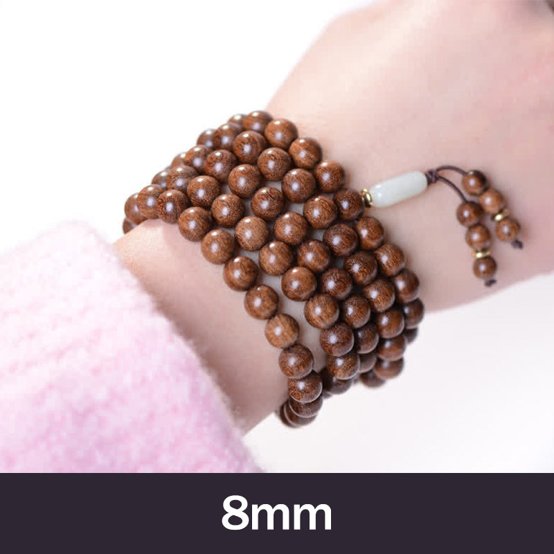 Buddha Stones 108 Mala Koraliki Rosewood Jade Calm Bransoletka