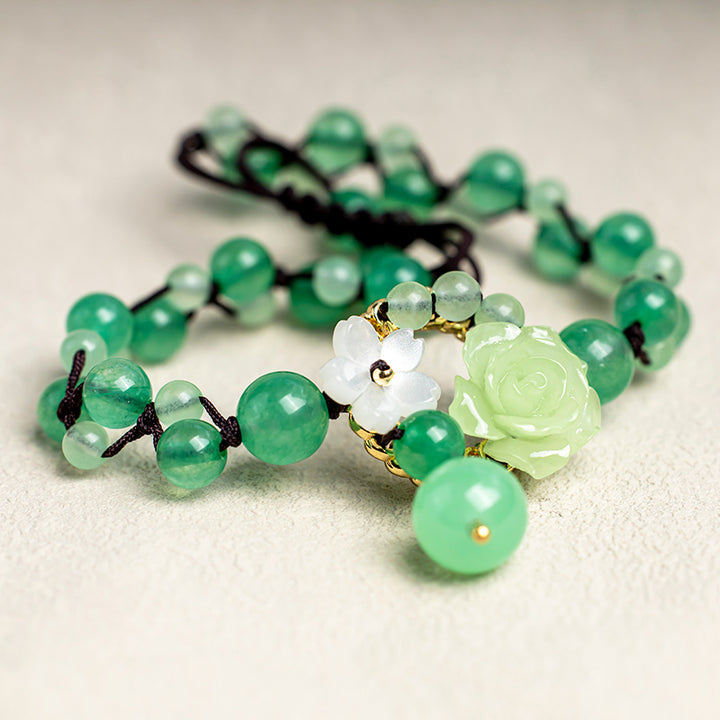 Buddha Stones Sukces finansowy Jade spleciony splot dobrobyt obfitość bransoletka na kostkę