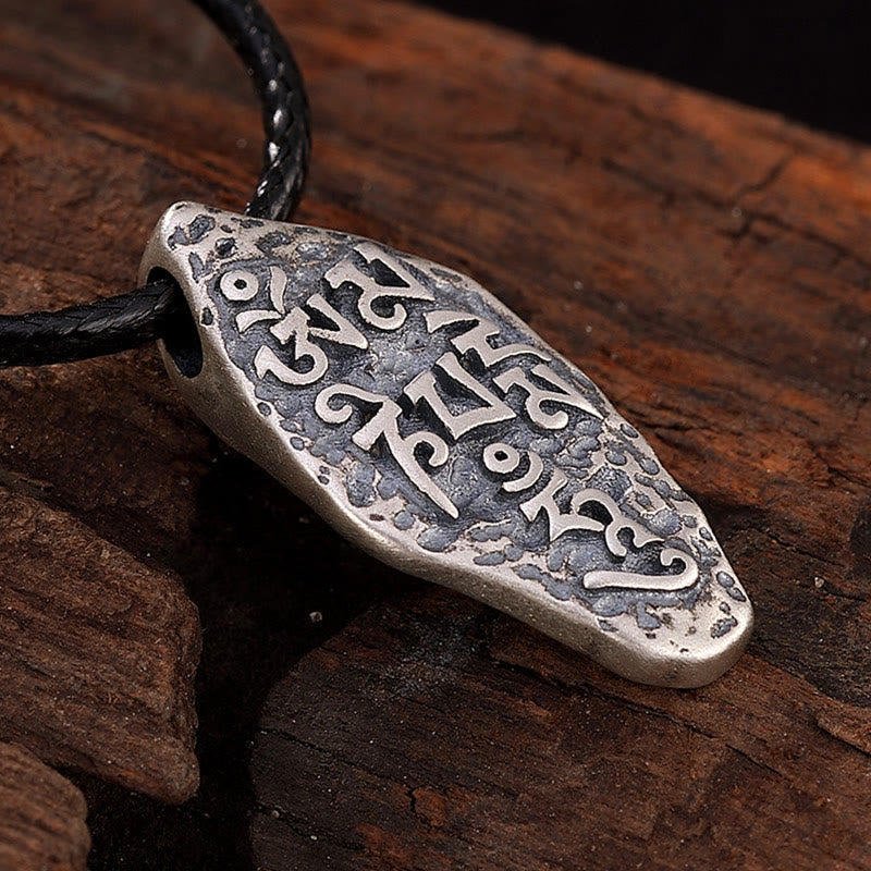 Buddha Stones Tybetańskie 925 Srebro Sterlingowe Om Mani Padme Hum Dorje Vajra Grawerowany Naszyjnik Siła Wisiorek - image 2