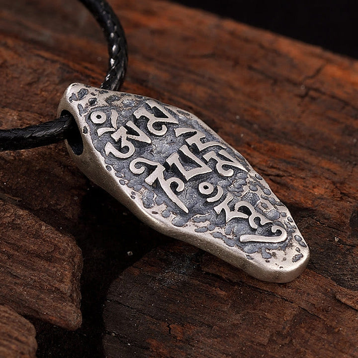 Buddha Stones Tybetańskie 925 Srebro Sterlingowe Om Mani Padme Hum Dorje Vajra Grawerowany Naszyjnik Siła Wisiorek - image 2