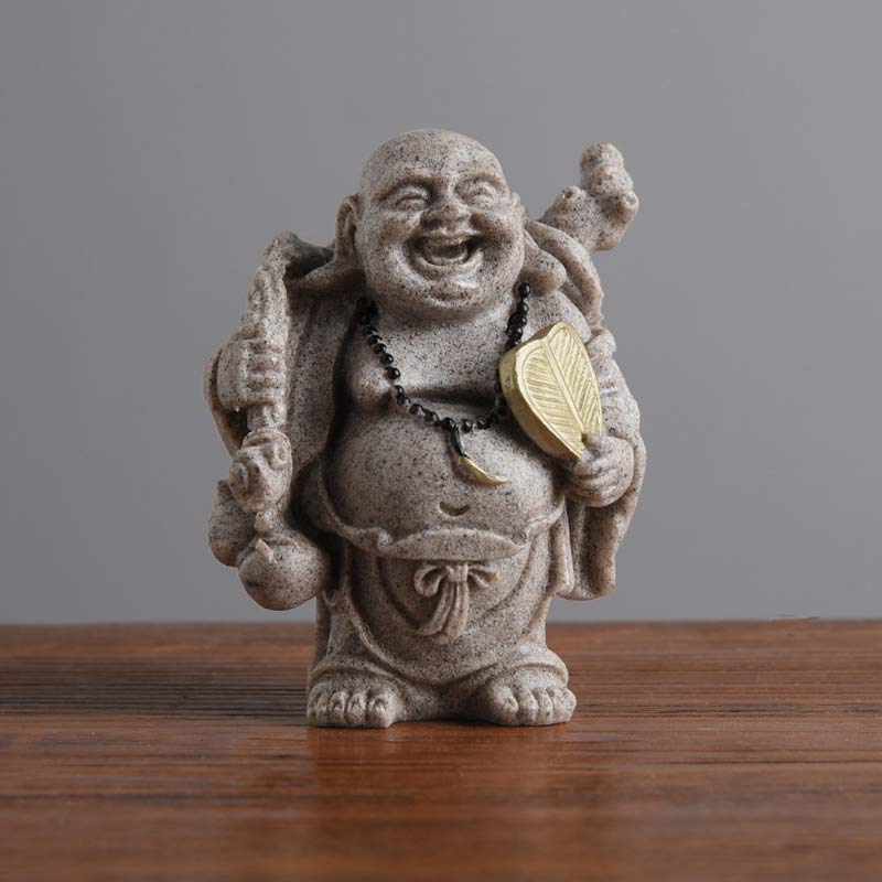 Buddha Stones Śmiejący się Budda Żywica Statua Błogosławieństwo Dekoracja Domu - 7,5*5,5*9 cm - image 6