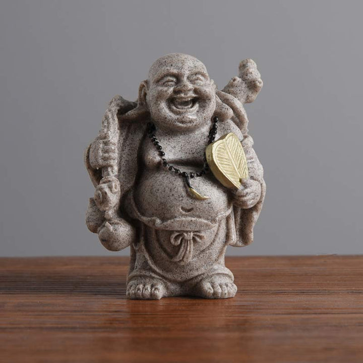 Buddha Stones Śmiejący się Budda Żywica Statua Błogosławieństwo Dekoracja Domu - 7,5*5,5*9 cm - image 6