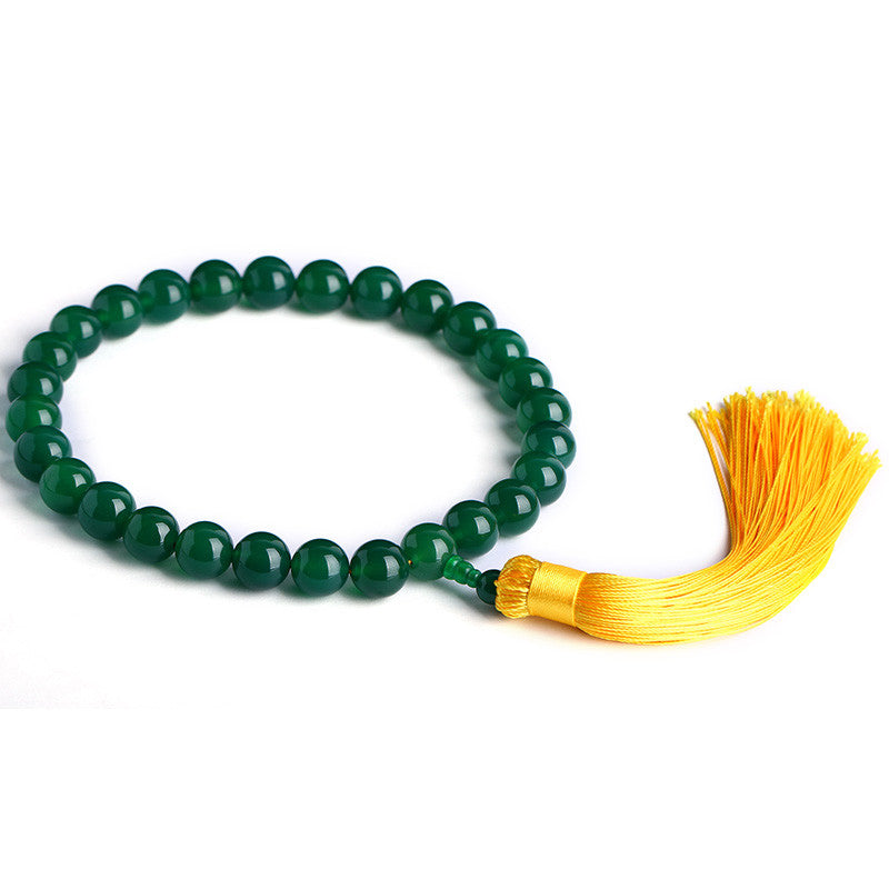 Buddha Stones Naturalny Zielony Agat Mala Nadgarstek Moc Frędzle Kieszonkowa Mala Dekoracja Samochodu