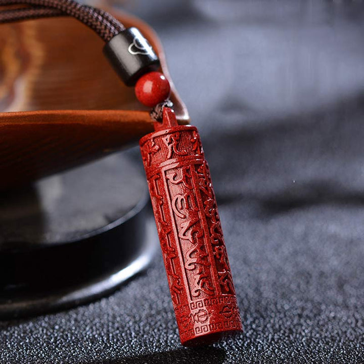 Buddha Stones Tybetański Cynober Mantra Koncentracja Naszyjnik Sznurkowy