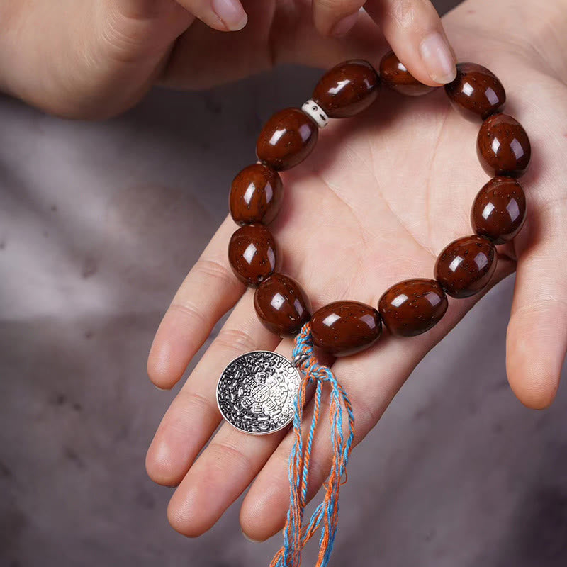 Buddha Stones Tybetańskie Naturalne Fioletowe Złoto Szczur OM Chiński Zodiak Dziewięć Pałaców Osiem Diagramów Charm Bransoletka Bogactwa