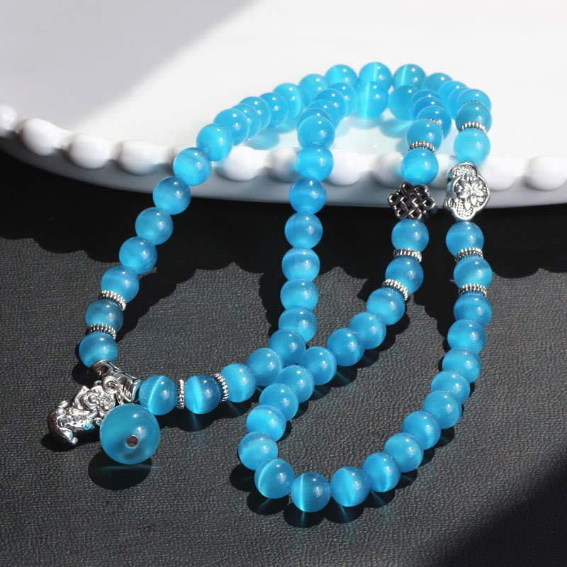 Bransoletka z potrójnym owinięciem w kocie oko PiXiu z Buddha Stones