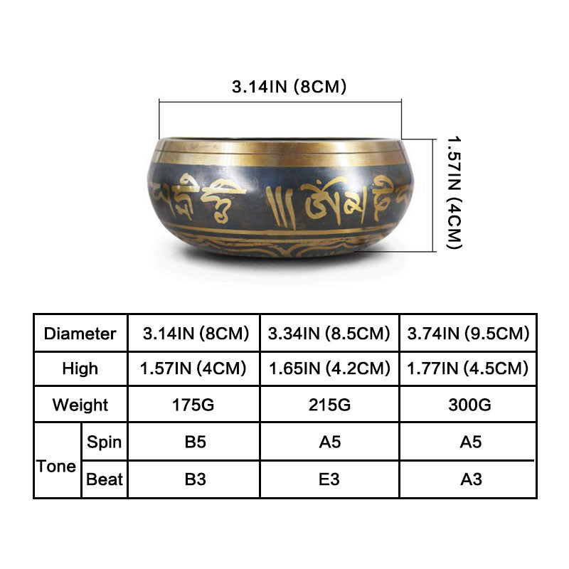 Buddha Stones Tybetańska miska medytacyjna do uzdrawiania i uważności Om Mani Padme Hum Singing Bowl