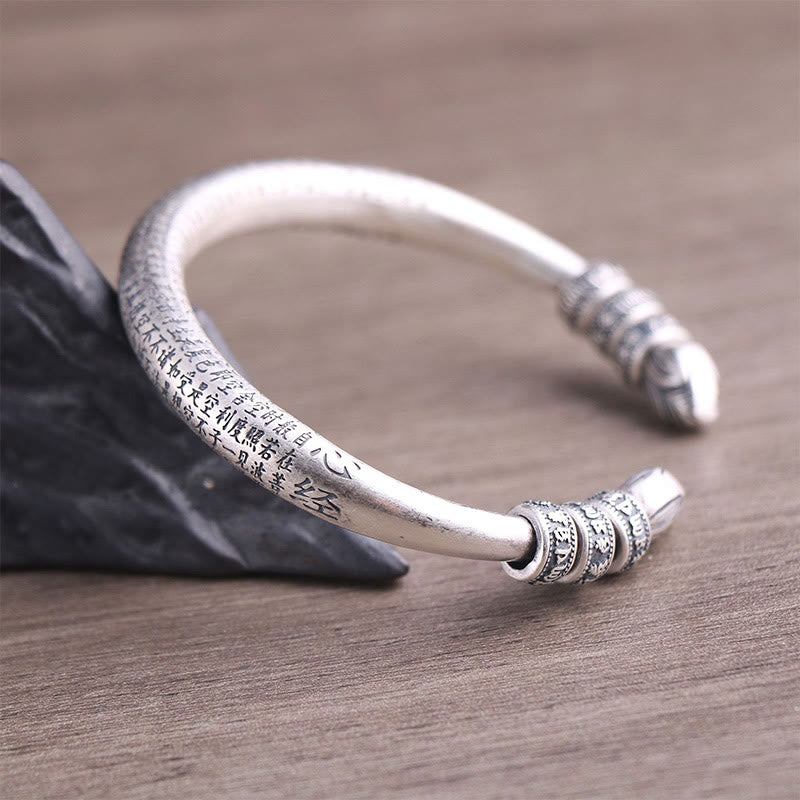 Buddha Stones 999 Srebro Sterlingowe Sutra Serca Om Mani Padme Hum Grawerowana Bransoletka Czystości Pokoju - image 4