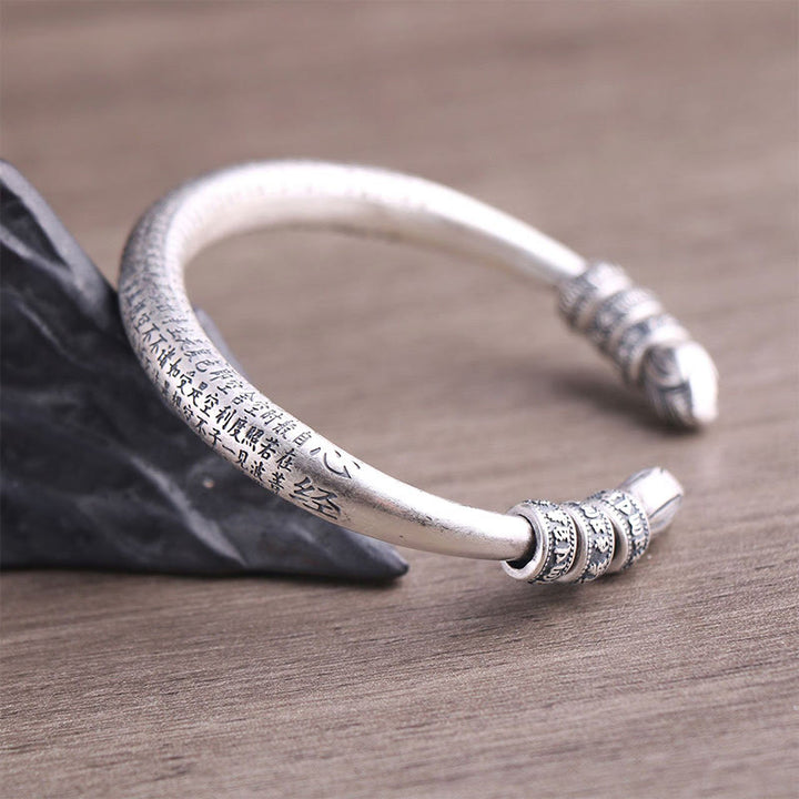 Buddha Stones 999 Srebro Sterlingowe Sutra Serca Om Mani Padme Hum Grawerowana Bransoletka Czystości Pokoju - image 4