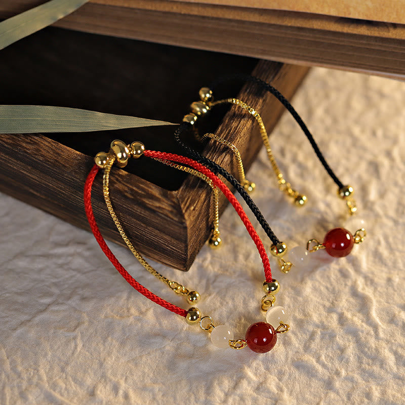 Buddha Stones Red Agat Cat Eye Braided String Confidence - image 2