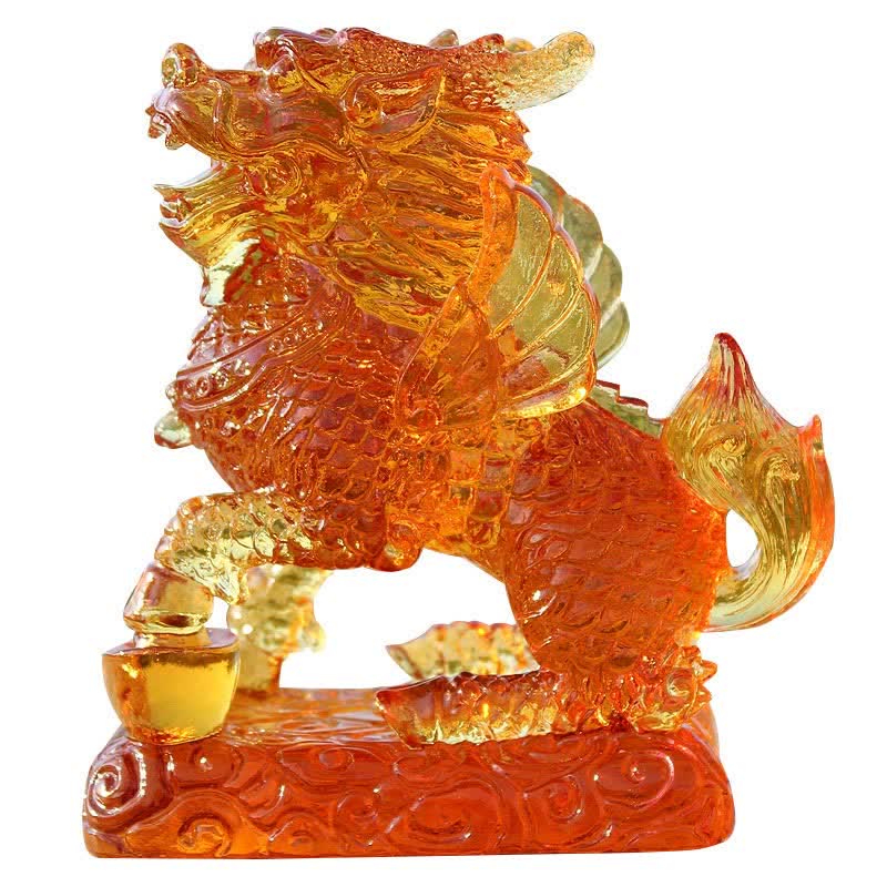 Feng Shui Kirin ręcznie robiony kryształowy element sztuki Liuli Fortune Home Office Decoration