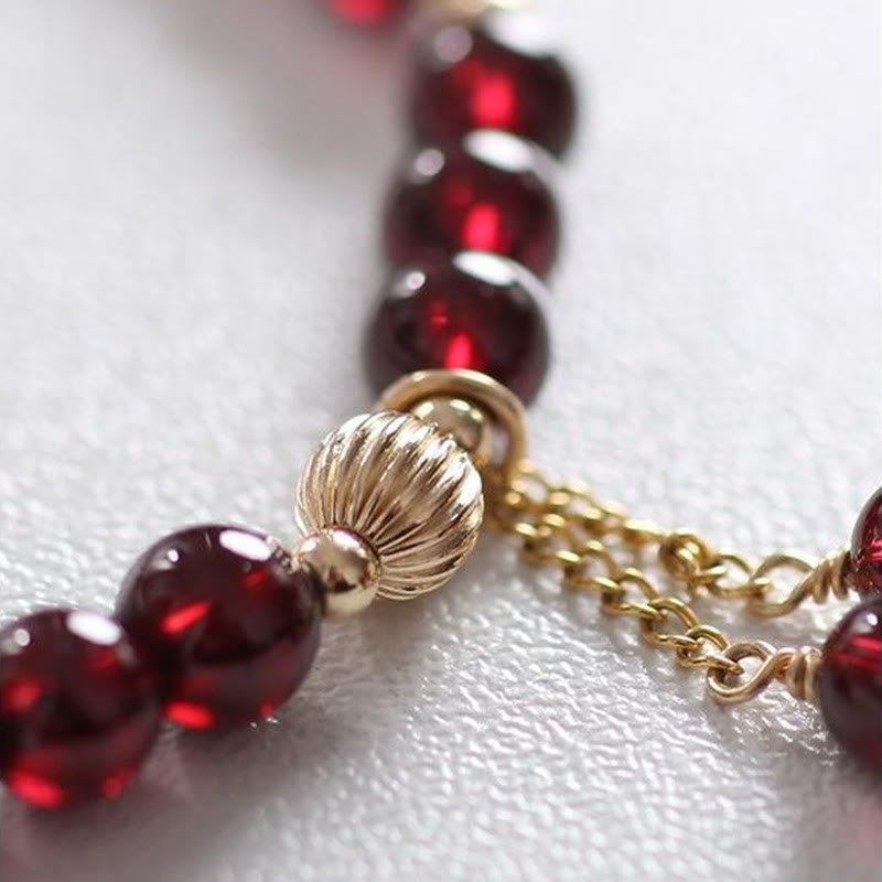 Bransoletka Buddha Stones 14K Gold Natural Garnet Calm