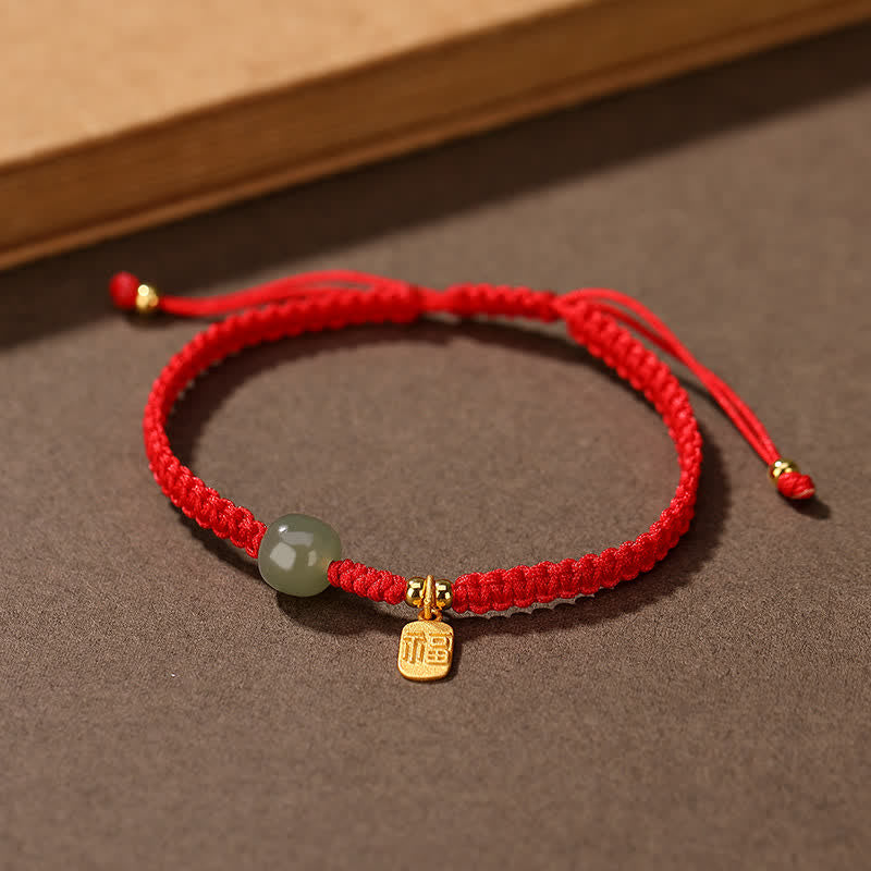 Bransoletka z czerwonego sznurka z Buddha Stones 925 ze srebra próby 925 i jadeitu Hetian Blessing Wealth