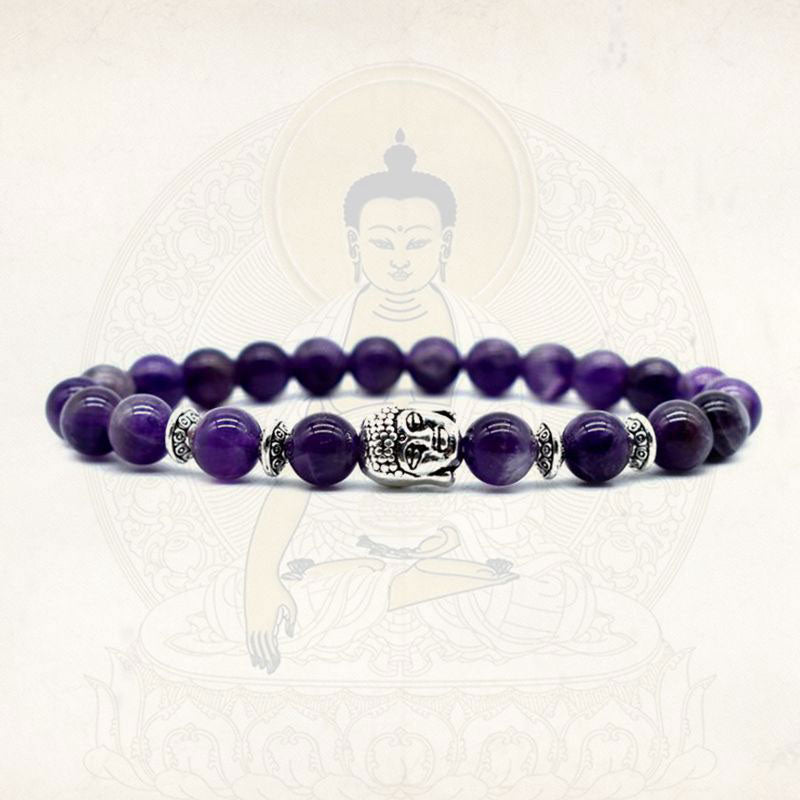 Bransoletka z Buddha Stones i ametystem, uzdrawiająca miłość