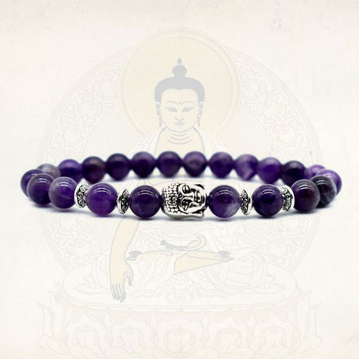 Bransoletka z Buddha Stones i ametystem, uzdrawiająca miłość