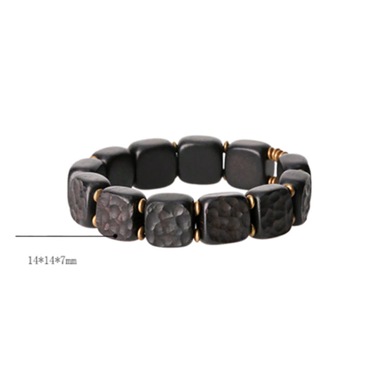 Buddha Stones Bransoletka w stylu retro z teksturą drewna hebanowego i miedzią Peace Balance