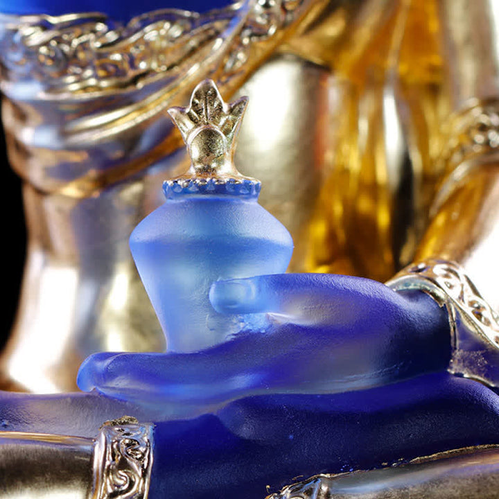 Buddha Stones Medycyna Budda Ręcznie Robiony Kryształ Liuli Dzieło Sztuki Współczucia Statua Ofiarowania Dekoracji Domu Biuro - image 19