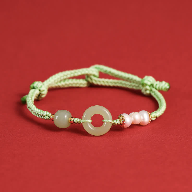 Bransoletka z naturalnych Buddha Stones Hetian Jade Pearl Peace Buckle Luck