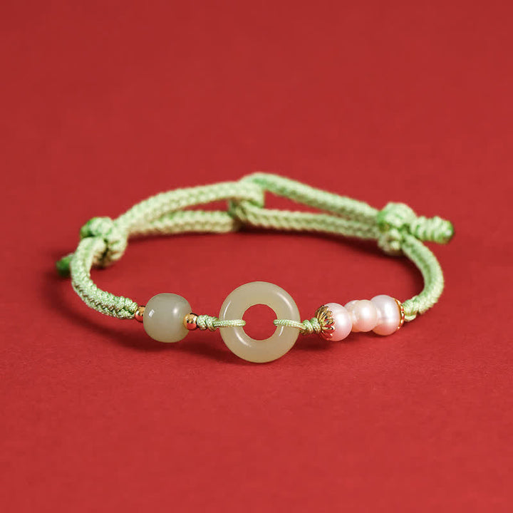 Bransoletka z naturalnych Buddha Stones Hetian Jade Pearl Peace Buckle Luck