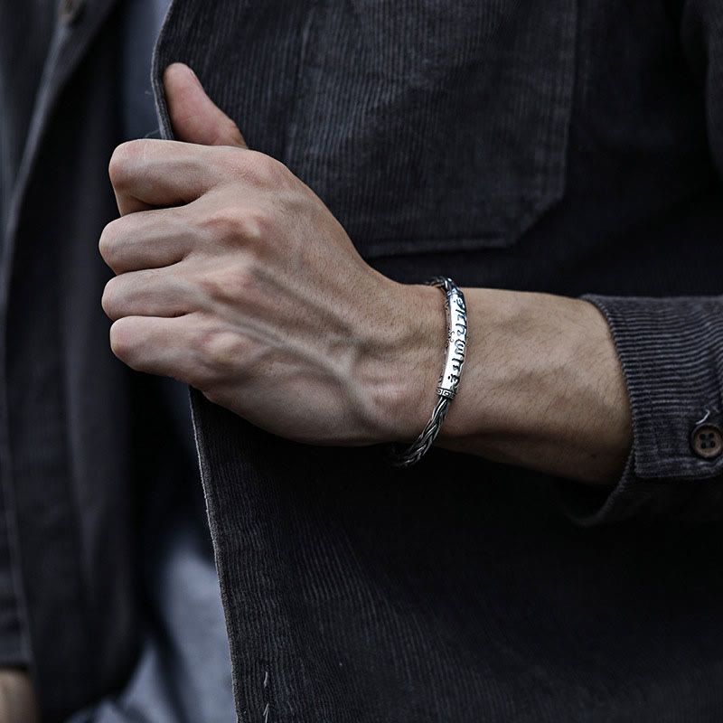 Buddha Stones Tybet Om Mani Padme Hum Grawerowana Bransoletka Skupiona Mankiet Bangle