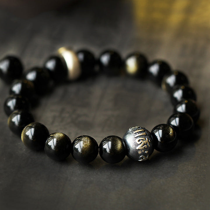 Buddha Stones Chiński Zodiak Natal Budda Obsydian Oczyszczająca Bransoletka