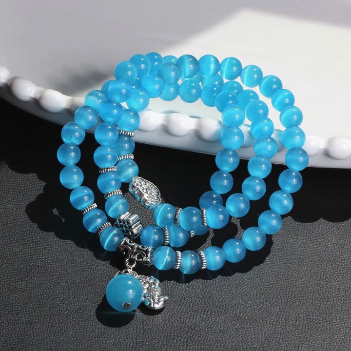 Bransoletka z potrójnym owinięciem w kocie oko PiXiu z Buddha Stones
