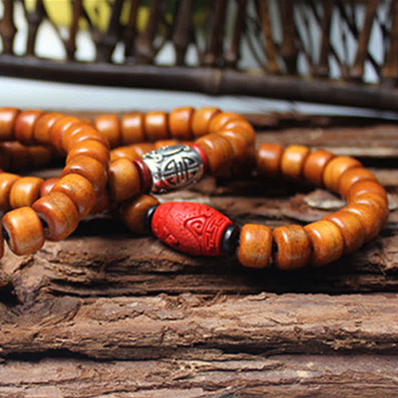 Buddha Stones Tybetańskie koraliki z kości Om Mani Padme Hum Bransoletka wzmacniająca