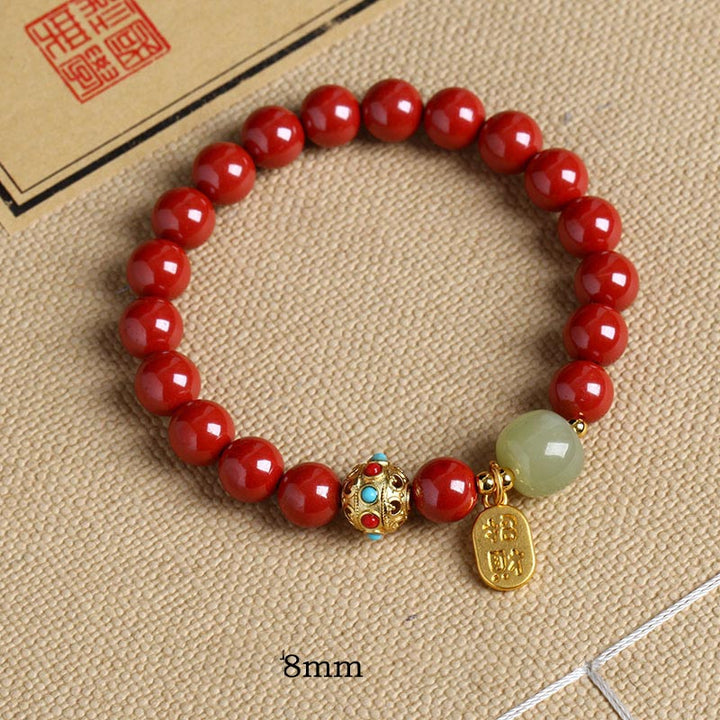 Bransoletka z Buddha Stones Cinnabar Green Aventurine Fortune Protection Charm