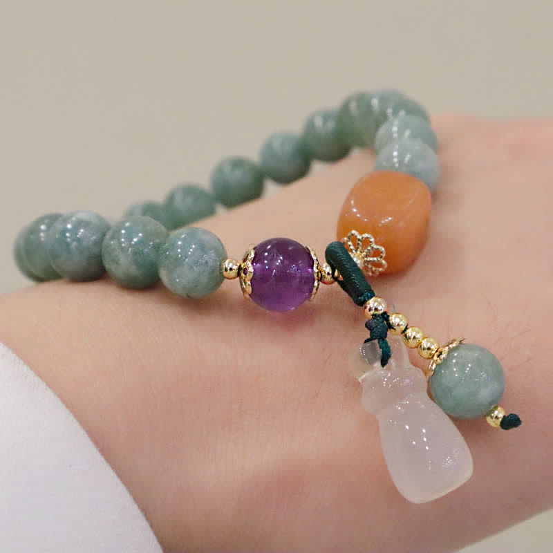 Buddha Stones Cyan Jade Lotos Dynia Życzenie Pokoju Klamra Ametyst Kryształ Uzdrawiająca Bransoletka