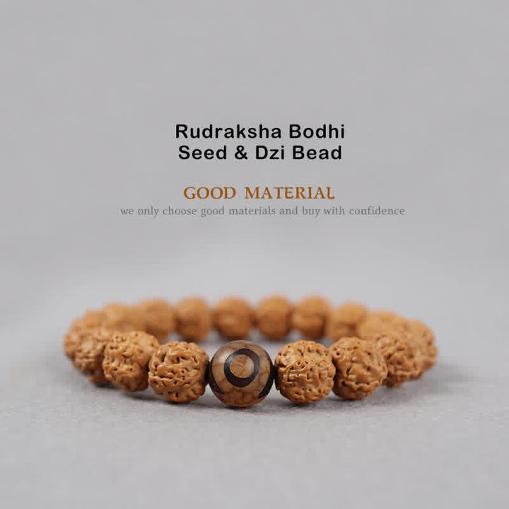 Buddha Stones Tybet Rudraksha Bodhi Nasiona Dzi Koralik Bursztyn Turkus Bransoletka Bogactwo - image 0