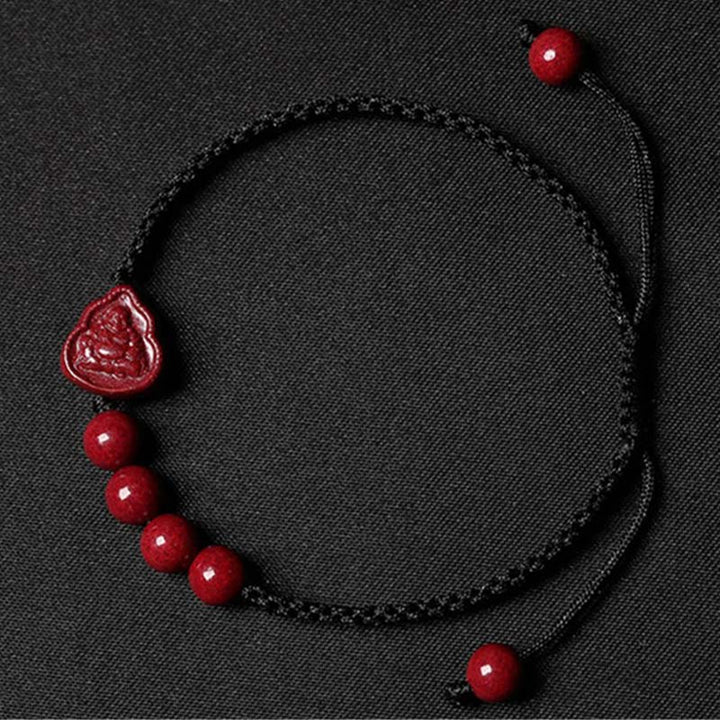 Buddha Stones Śmiejący się Budda Awalokiteśwara Cinnabar Błogosławieństwo Sznurkowa bransoletka