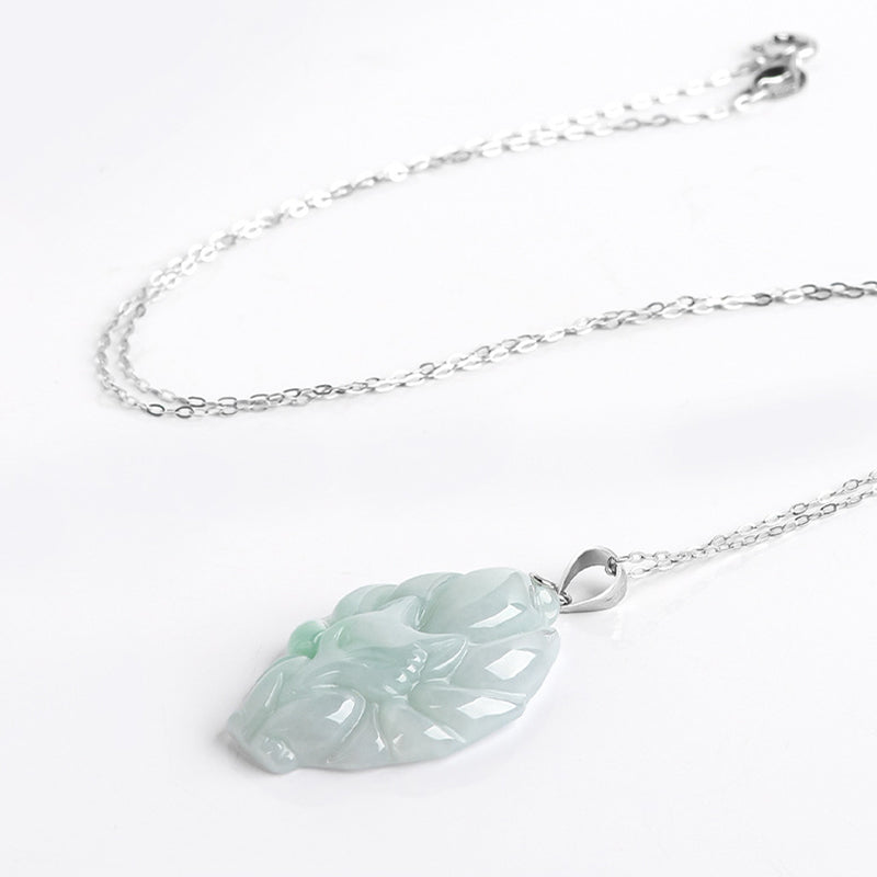 Naszyjnik z naturalnym jadeitem z Buddha Stones, lisem dziewięcioogoniastym, łańcuszkiem z tytanu i stalą, z wisiorkiem - image 4