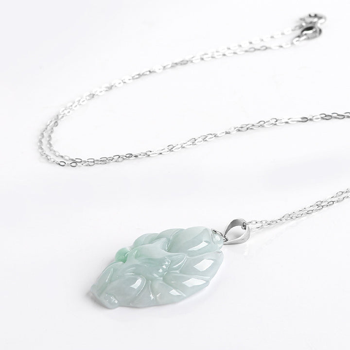 Naszyjnik z naturalnym jadeitem z Buddha Stones, lisem dziewięcioogoniastym, łańcuszkiem z tytanu i stalą, z wisiorkiem - image 4