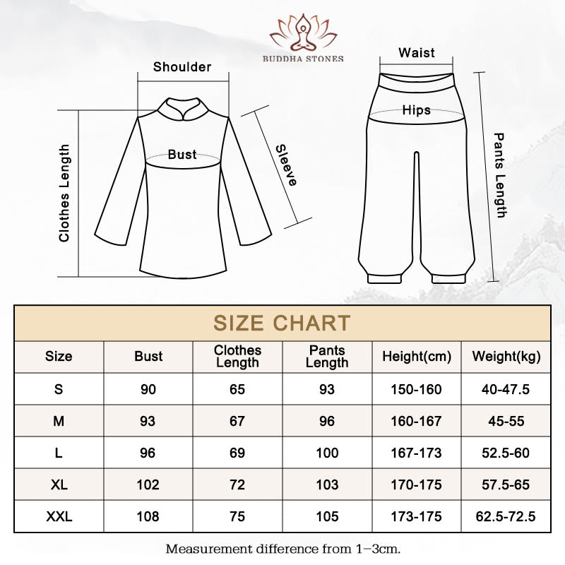 Buddha Stones Joga Medytacja Modlitwa Dekolt w serek Projekt Bawełna Len Odzież Jednolita Praktyka Zen Zestaw Damski - image 18