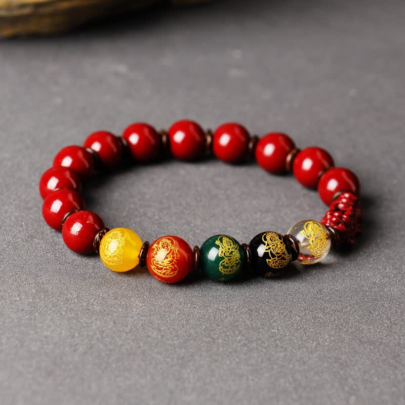 Buddha Stones Bóg Bogactwa Cinnabar PiXiu Błogosławieństwo Bransoletka