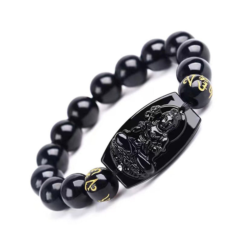 Bransoletka ochronna z obsydianu zodiaku Buddha Stones - Koń-10mm - image 4
