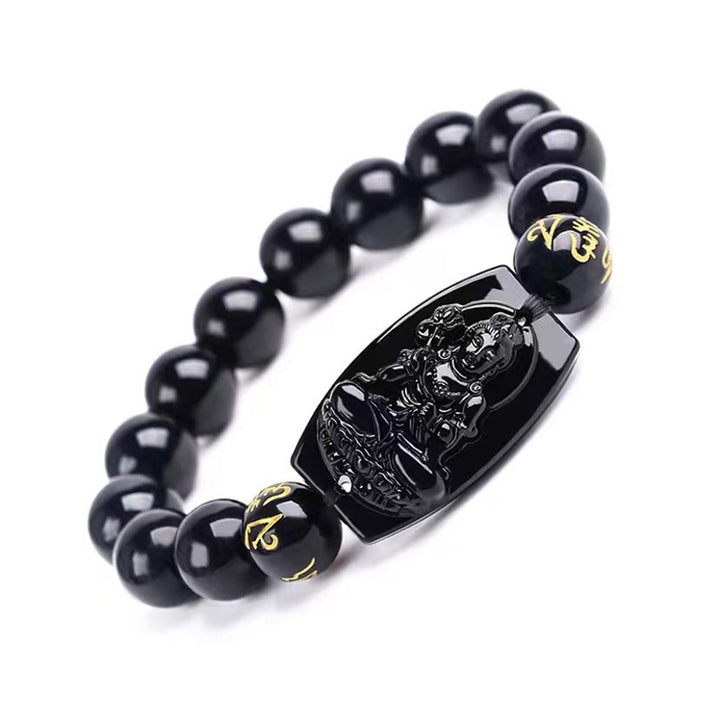 Bransoletka ochronna z obsydianu zodiaku Buddha Stones - Koń-10mm - image 4