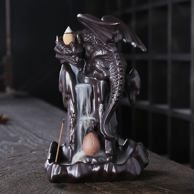 Nordic Dragon Ceramic Backflow Smoke Fountain Medytacja Uzdrawiająca Kadzielnica Dekoracja Kula Led