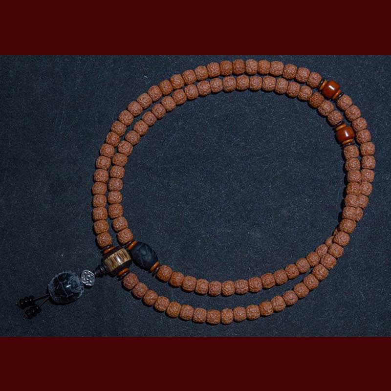 Tybet 108 Mala Beads Rudraksha Bodhi Seed Chinese Zodiac Natal Buddha Wealth Charm Bracelet
