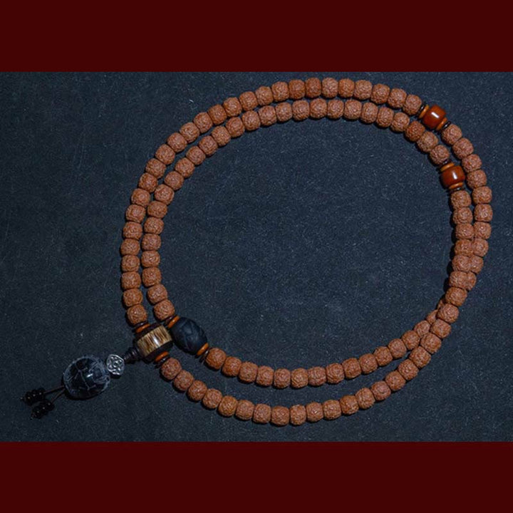Tybet 108 Mala Beads Rudraksha Bodhi Seed Chinese Zodiac Natal Buddha Wealth Charm Bracelet
