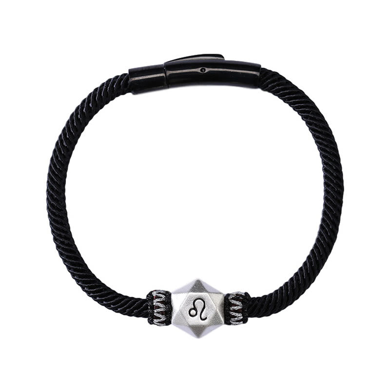 Buddha Stones 999 Srebro Sterling 12 Konstelacji Zodiaku Ochrona Ręcznie Robiona Bransoletka Sznurkowa