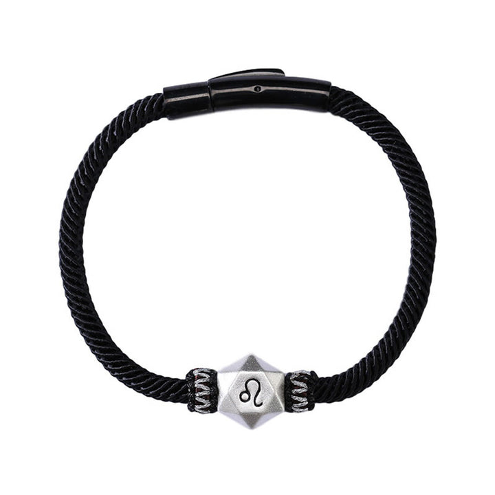 Buddha Stones 999 Srebro Sterling 12 Konstelacji Zodiaku Ochrona Ręcznie Robiona Bransoletka Sznurkowa