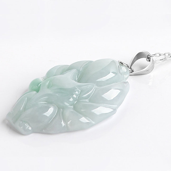 Naszyjnik z naturalnym jadeitem z Buddha Stones, lisem dziewięcioogoniastym, łańcuszkiem z tytanu i stalą, z wisiorkiem - image 6